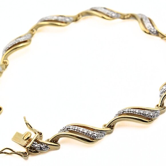 Exquisite PAJ China Diamond Accent 18K Gold Plated Sterling Silver Tennis Bracel - Picture 8 of 12